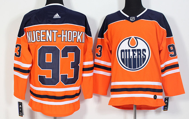 Men's Edmonton Oilers #93 Ryan Nugent-Hopkins adidas Home Orange Jersey